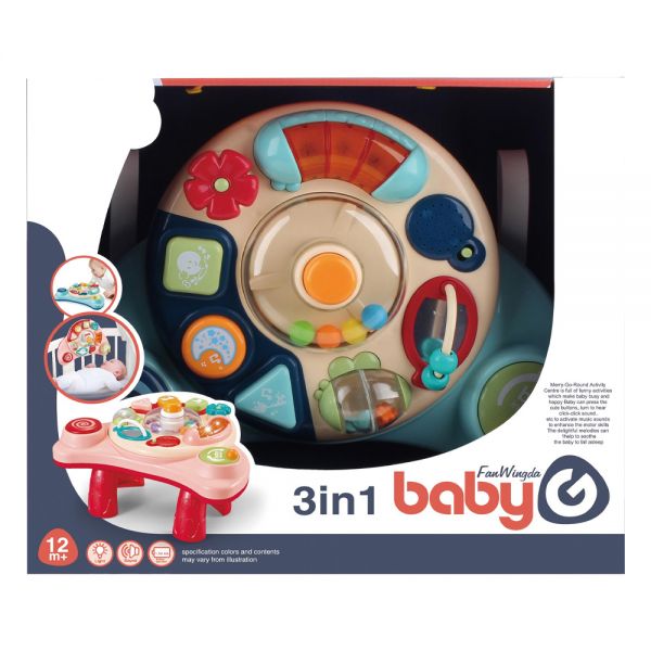 BABY TABLE 3-IN-1 WITH  ACTIVITIES, SOUND & LIGHT - BLUE