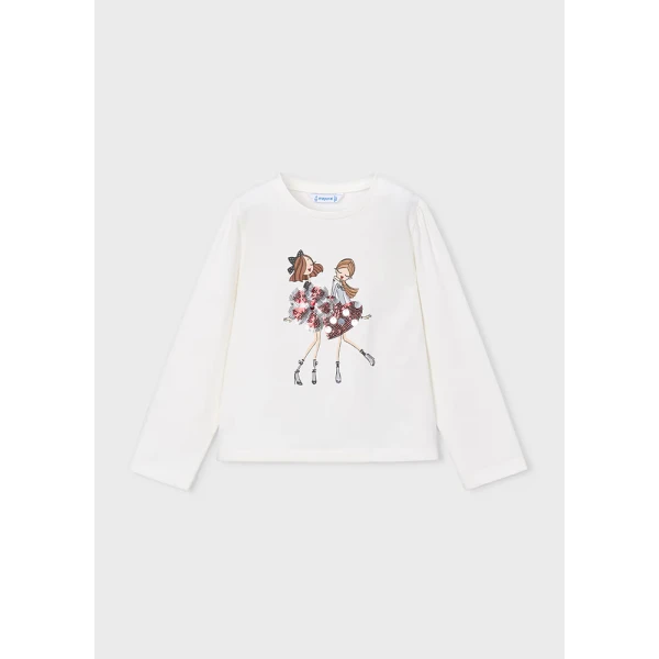 MAYORAL BLOUSE LONG SLEEVES FORMAL  ECRU-RED