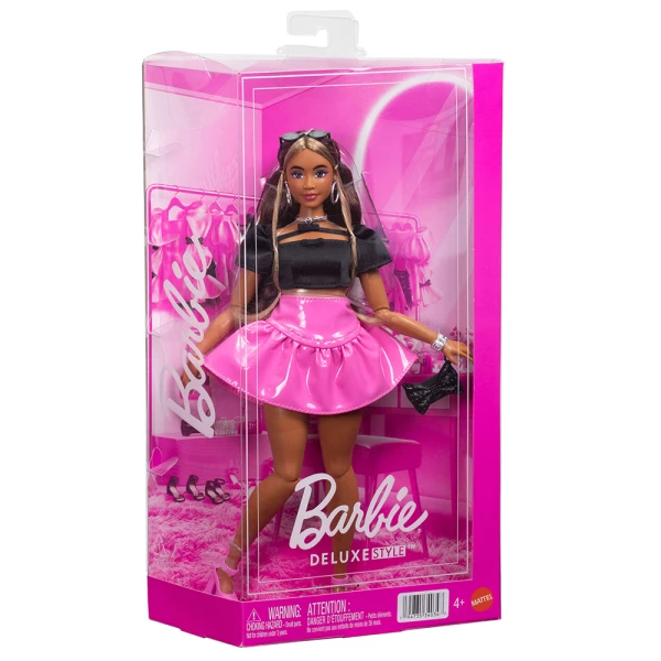 BARBIE DELUXE STYLE ΚΟΥΚΛΑ ΜΕ ΡΟΖ ΒΙΝΥΛ ΦΟΥΣΤΑ
