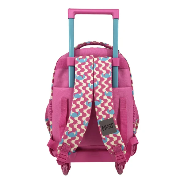 MUST TEAM SCHOOL TROLLEY BACKPACK 34x20x44 cm 3 CASES STITCH PINK