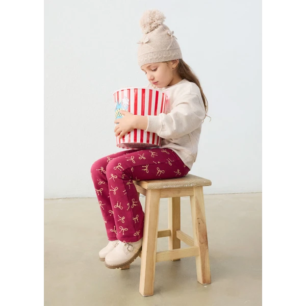 MAYORAL FLEECE LEGGINGS SET PRINTED RASPBERRY
