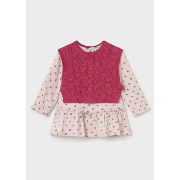 MAYORAL DRESS WITH VEST KNITTED ROSE PETAL