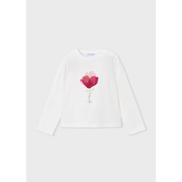 MAYORAL BLOUSE LONG SLEEVES FORMAL  ECRU-RASPBERRY