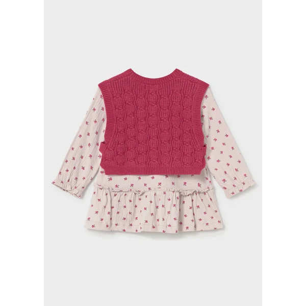 MAYORAL DRESS WITH VEST KNITTED ROSE PETAL