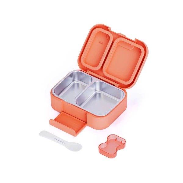 LUNCH BOX SAVE THE AEGEAN 750ml 2 STAINLESS STEEL REMOVABLE COMPARTMENTS CANDY SKY