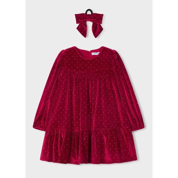 MAYORAL DRESS VELOUR HAIR SCRUNCHIE  RED