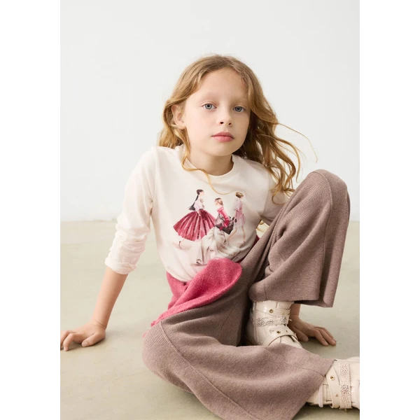 MAYORAL BLOUSE LONG SLEEVES FORMAL  ECRU-PINK