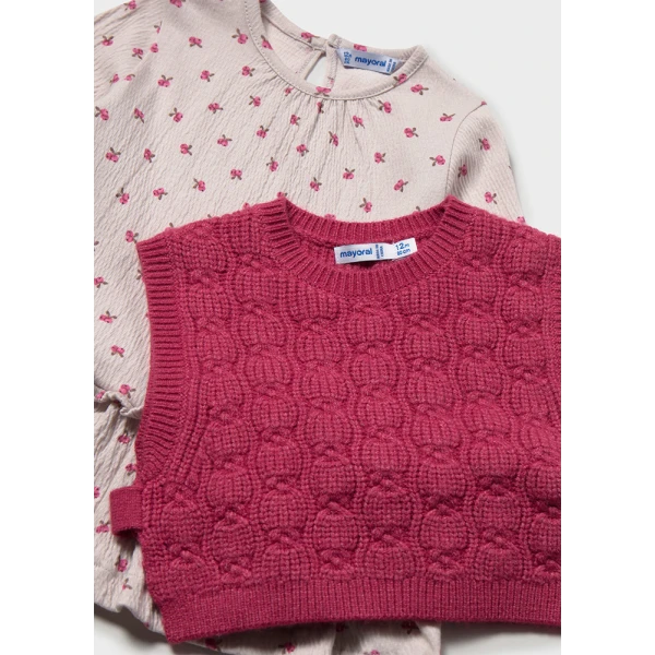 MAYORAL DRESS WITH VEST KNITTED ROSE PETAL