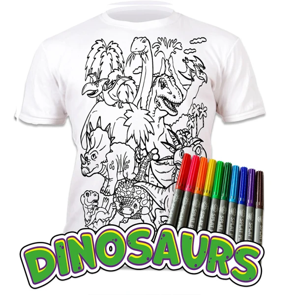 SPLAT PLANET WASHABLE COLOURING T-SHIRTDINOSAURS  WITH MARKERS (7-8 YEARS)