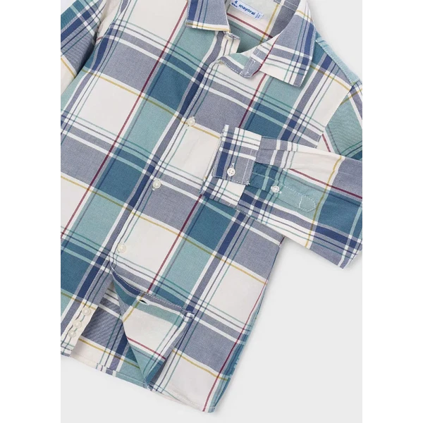MAYORAL SHIRT LONG SLEEVES CHECK AQUA GREEN