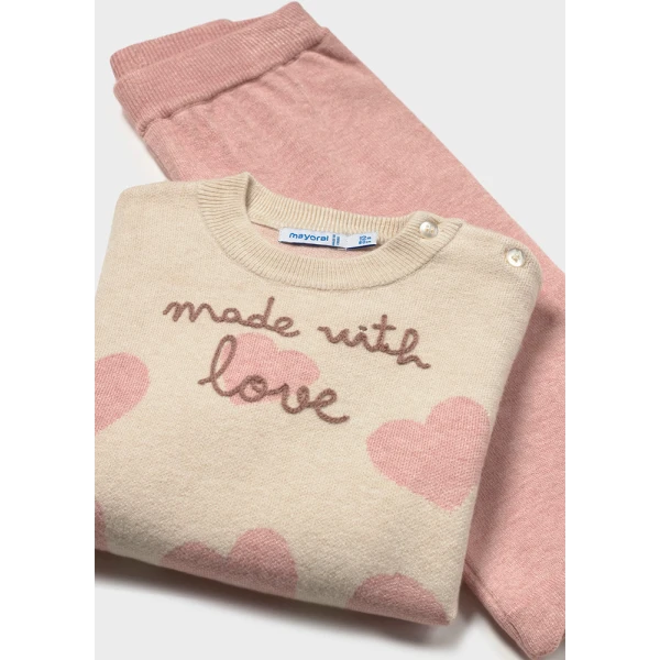 MAYORAL SET KNITTED PANTS PASTEL PINK