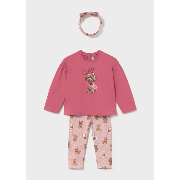 MAYORAL LEGGINGS SET WITH RIBBON SOFT PINK