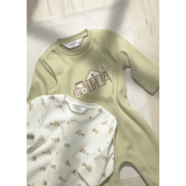 MAYORAL SET 2 ROMPERS INTELOCK LIGHT GREEN