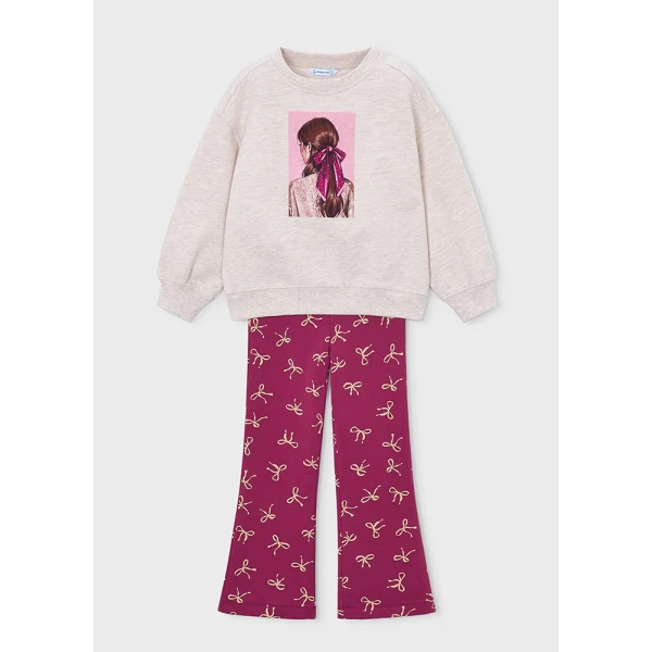 MAYORAL FLEECE LEGGINGS SET PRINTED RASPBERRY