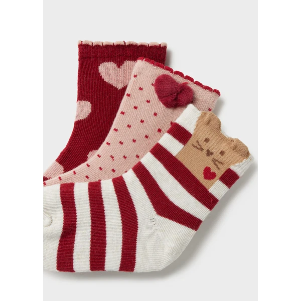 MAYORAL SET 3 SOCKS  BORDEAUX