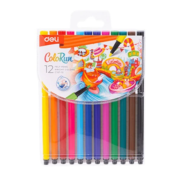 DELI ΤΡΙΓΩΝΙΚΟΙ ΜΑΡΚΑΔΟΡΟΙ WASHABLE COLORUN 12 ΧΡΩΜΑΤΑ 1-1.2mm