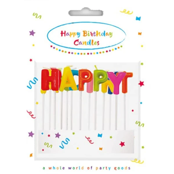 HAPPY BIRTHDAY CANDLES WITH TOOTHPICK DECORATA PARTY