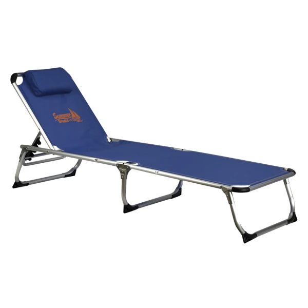 FOLDING ALUMINUM BEACH SUNBED BLUE 188X58X30.5 cm