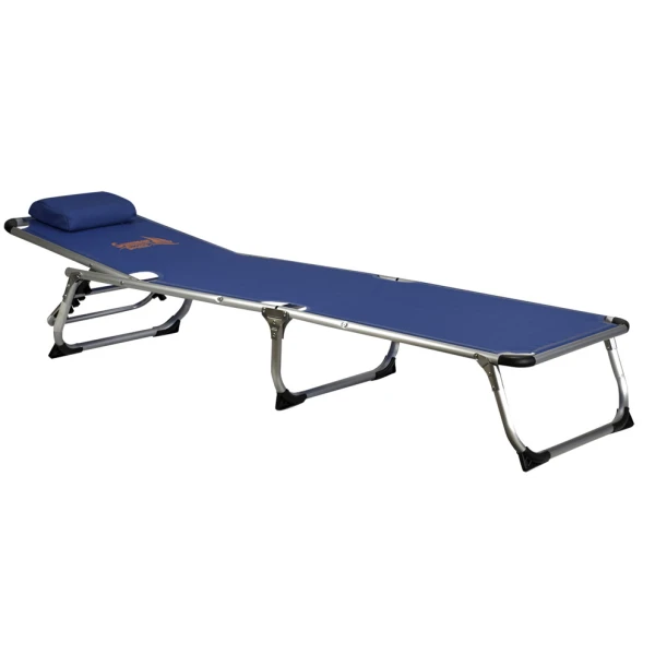 FOLDING ALUMINUM BEACH SUNBED BLUE 188X58X30.5 cm