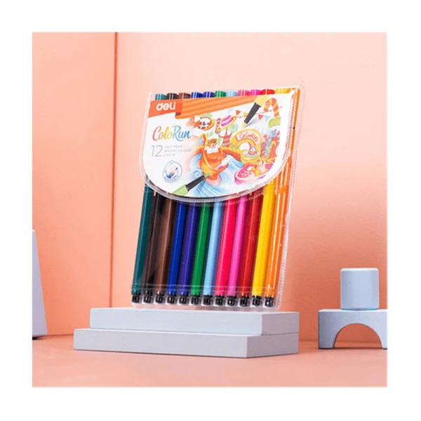 DELI ΤΡΙΓΩΝΙΚΟΙ ΜΑΡΚΑΔΟΡΟΙ WASHABLE COLORUN 12 ΧΡΩΜΑΤΑ 1-1.2mm