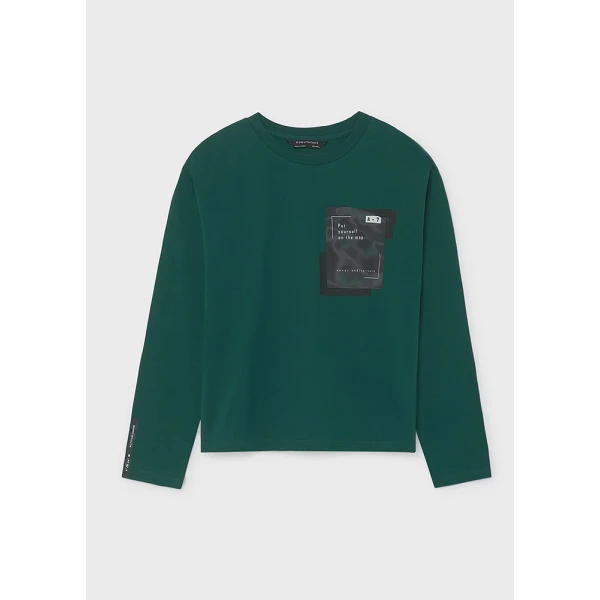 MAYORAL T-SHIRT LONG SLEEVES POCKET GREEN