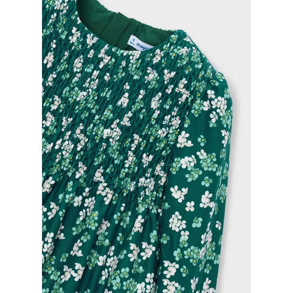 MAYORAL DRESS VELVET PRINTED GREEN