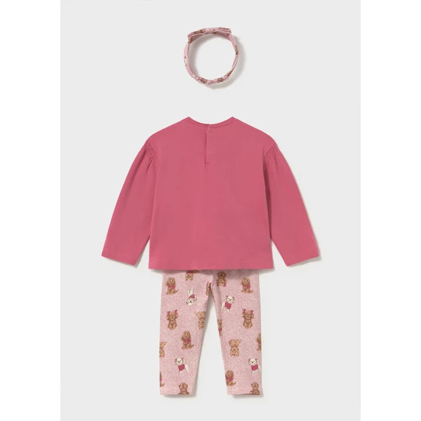 MAYORAL LEGGINGS SET WITH RIBBON SOFT PINK