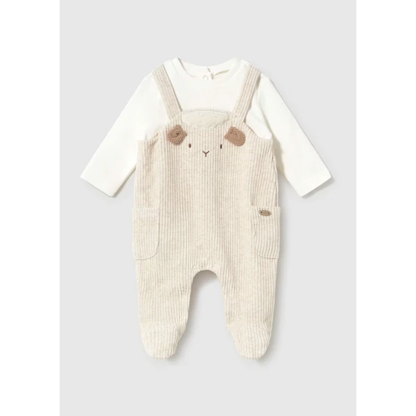 MAYORAL ROMPER PINAFORE CORDUROY  WHITE