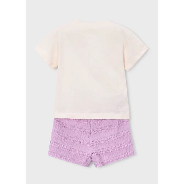MAYORAL SET SHORTS COTTON JERSEY FANTASY LILAC 