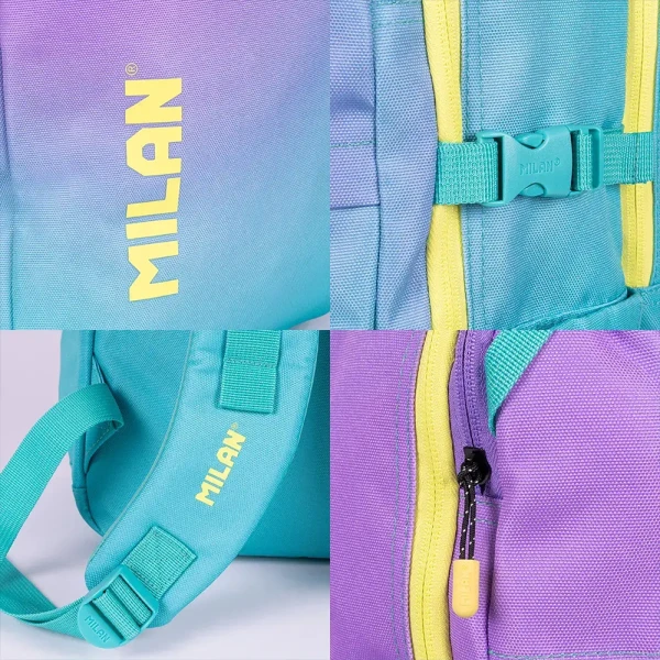 MILAN BACKPACK WITH 5 COMPARTMENTS 45.5X28X17.5 cm SUNSET COLLECTION TURQUOISE