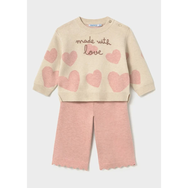 MAYORAL SET KNITTED PANTS PASTEL PINK