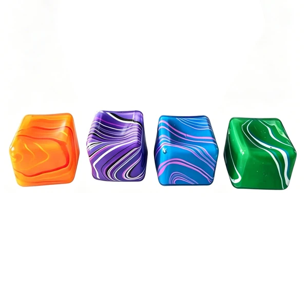 SQUEEZE MARBLE EFFECT ANTI-STRESS CUBES - VARIOUS COLORS