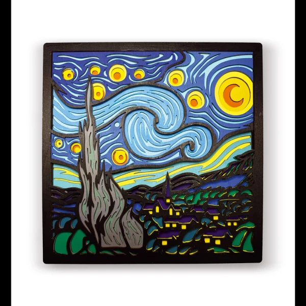 SPLAT PLANET WOODEN CRAFT SET STARRY NIGHT WOOD ART 25X25cm.