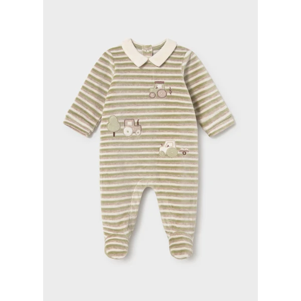 MAYORAL ROMPER VELOUR COLLAR LIGHT GREEN