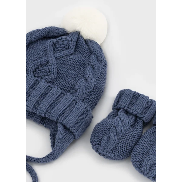 MAYORAL KNIT HAT AND GLOVES SET BLUEBERRY
