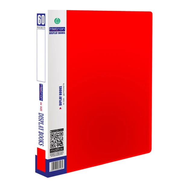 METRON DISPLAY BOOK 60 POCKETS A4 CLASSIC RED
