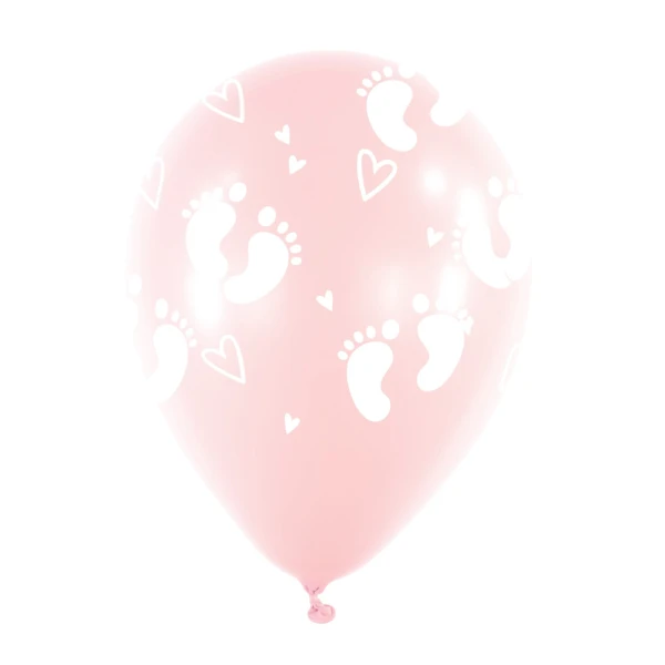 LATEX BALLOONS 27cm FOOTPRINTS PINK 6 pcs