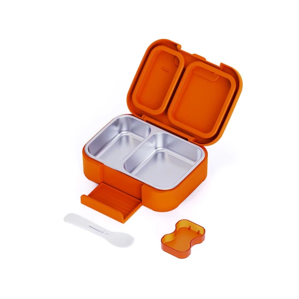 LUNCH BOX SAVE THE AEGEAN 750ml 2 STAINLESS STEEL REMOVABLE COMPARTMENTS THE BIG BUILD
