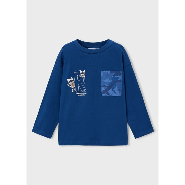 MAYORAL LONG SLEEVES BLOUSE WITH POCKET BLUE DARK