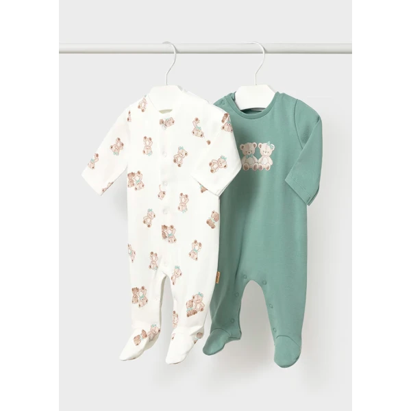 MAYORAL SET 2 ROMPERS INTELOCK MINT