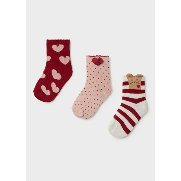 MAYORAL SET 3 SOCKS  BORDEAUX