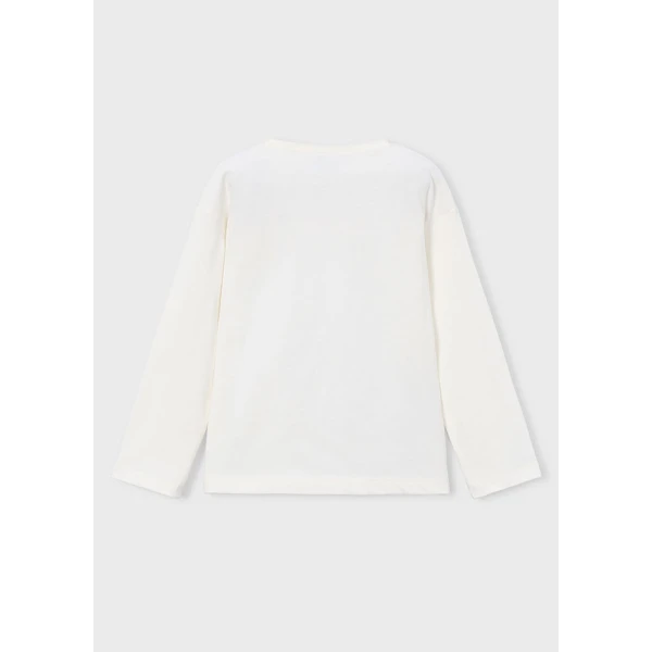 MAYORAL T-SHIRT LONG SLEEVES ECRU-GREEN