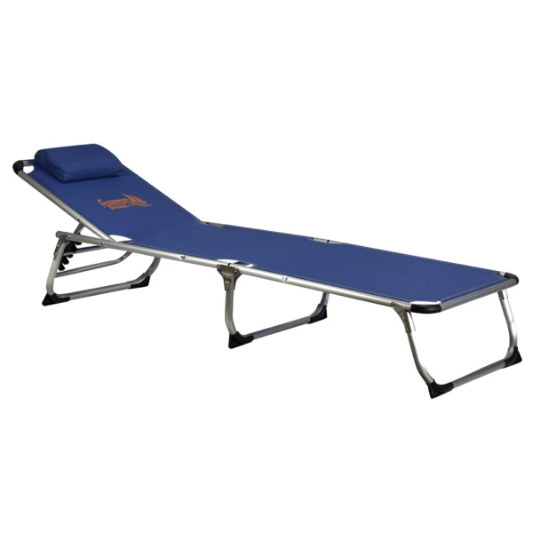 FOLDING ALUMINUM BEACH SUNBED BLUE 188X58X30.5 cm