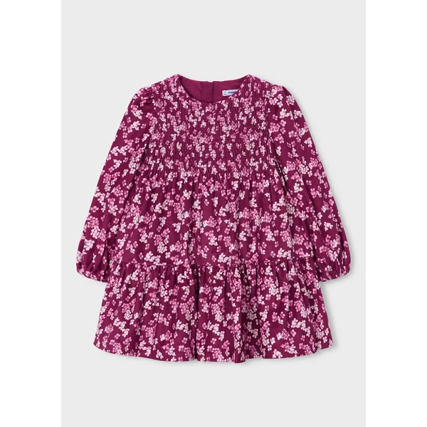 MAYORAL DRESS VELVET PRINTED RASPBERRY
