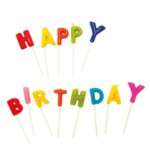 HAPPY BIRTHDAY CANDLES WITH TOOTHPICK DECORATA PARTY