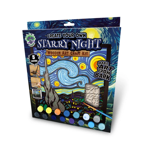 SPLAT PLANET WOODEN CRAFT SET STARRY NIGHT WOOD ART 25X25cm.