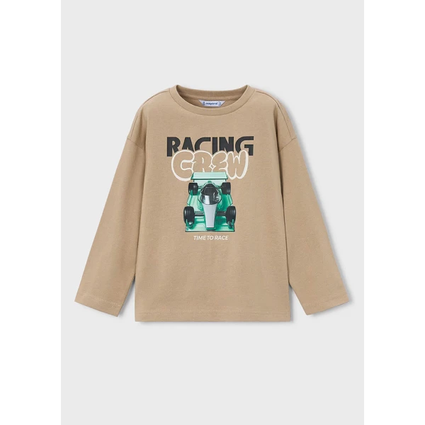 MAYORAL T-SHIRT LONG SLEEVES RACING BEIGE