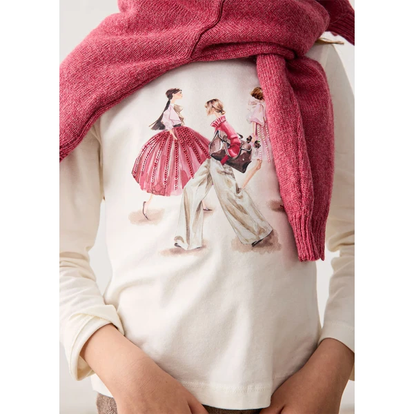 MAYORAL BLOUSE LONG SLEEVES FORMAL  ECRU-PINK