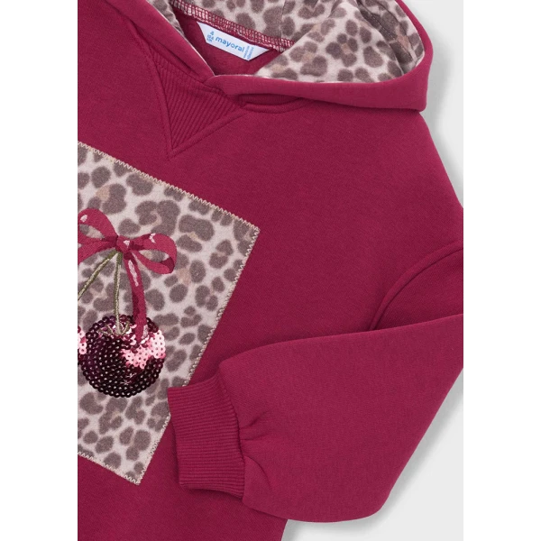 MAYORAL DRESS FLEECE HOOD CHERRY