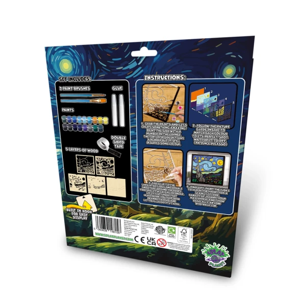SPLAT PLANET WOODEN CRAFT SET STARRY NIGHT WOOD ART 25X25cm.